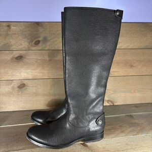 frye melissa womens size 6 shoes black leather tall zip up riding boots